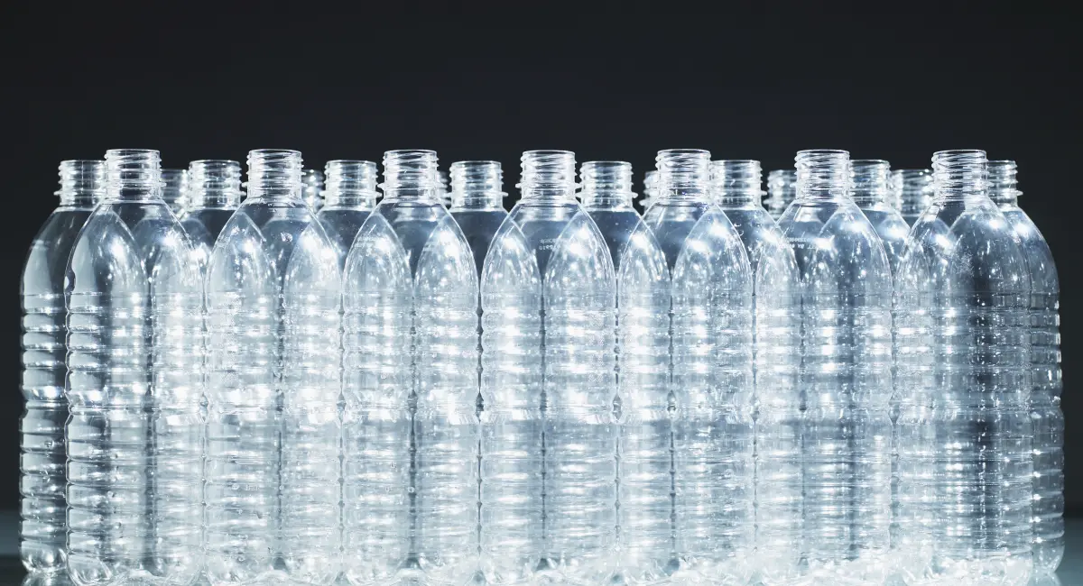 rows of empty plastic water bottles